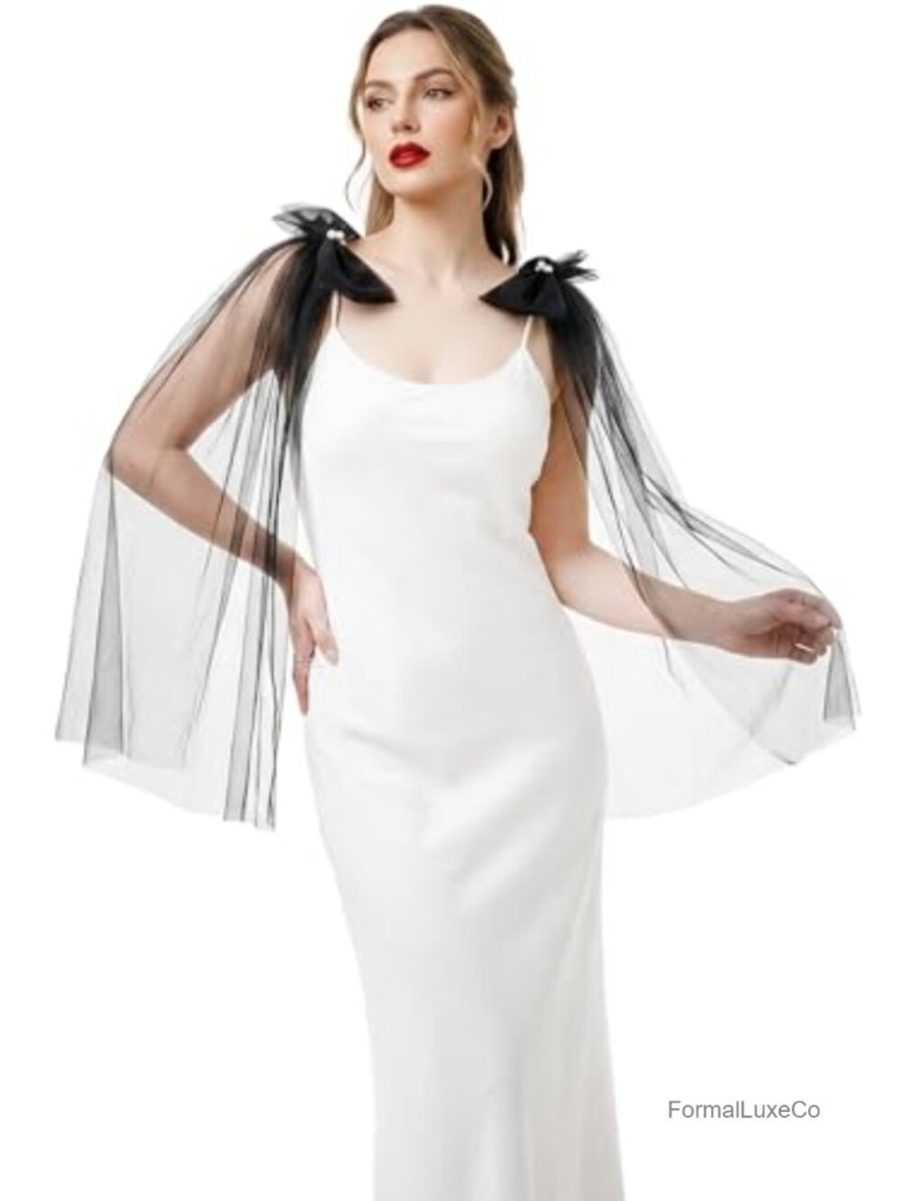 Detachable Bowknot Wedding Shawl Shoulder Cover Up Tulle Capelet